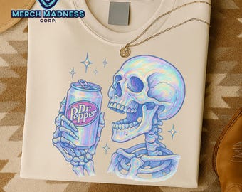 Iridescent Skull Soda Can PNG Bundle, 3 Piece Digital Download, Gothic Sublimation Design