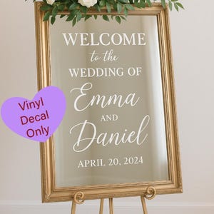 Welcome Wedding Mirror Sign Vinyl Decal – Personalized Vinyl Lettering for DIY Wedding Signs