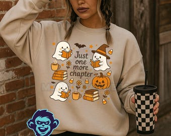 ハロウィンの幽霊が本を読んでいるPNG画像｜不気味な本好き（デジタルダウンロード）
