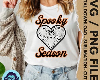 Ghost Heart SVG: Spooky Halloween Cut File (Digital Download