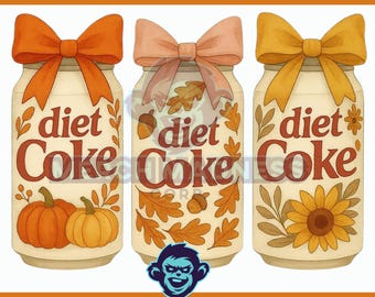 Fall Diet Coke PNG Sublimation Design, girly soda can printable digital download