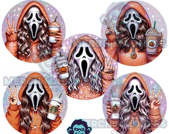 Pumpkin Spice Ghost Girl Face PNG Bundle: Halloween Clipart for T-Shirts & Tumblers (Digital Download)
