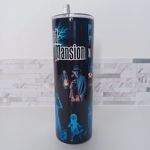 Haunted Mansion Skinny Tumbler 20oz - 30oz | Spooky Season Disney Cup | Ghost Host Halloween Drinkware
