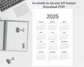2025 calendar, 2025 yearly calendar, 2025 mini calendar, a5 calendar, a4 calendar, 2025 printable calendar, calendar download.