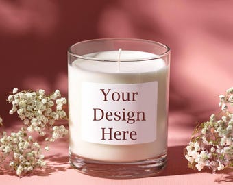 klares Glas Kerzen Mockup, rosa Kerze Mockup, Kerzen Mockup rosa Hintergrund, Kerzen Mockup, Glaskerzen Mockup, JPEG Kerzen Mockup