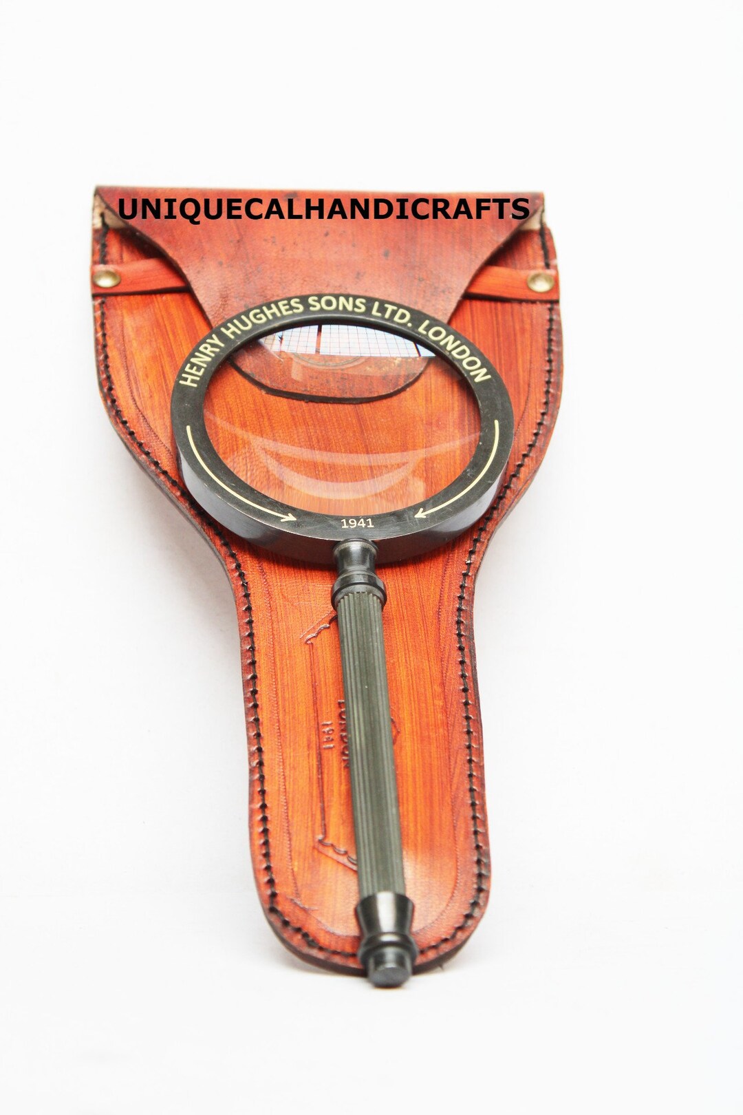 Engraved Magnifying Glass With Leather Cover Etsy