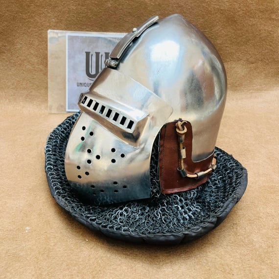 Medieval  SCA HNB 14 Gauge Steel Medieval klappvisier Bascinet Helmet