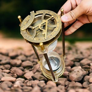 Vintage Messing Sanduhr Kompass, Schreibtisch Dekor Bild 7