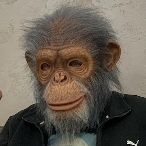 Masque de singe réaliste en silicone. Masque de singe entièrement fait main. Prothèse humaine. Cadeau réaliste. Costume. Masque de chimpanzé réaliste.