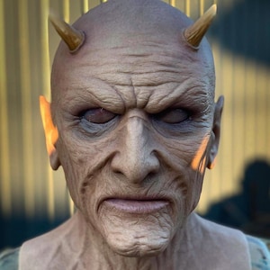 Silicone Demon (Satan) Mask. Movie ~ Halloween ~ Human Prosthetic ~ Realistic Prank Present Gift. Costume Accessories. Creepy realistic mask.