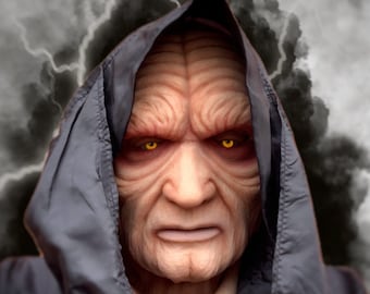 Darth Sidious Palpatine silikonmask. Kejsare. Star Wars ~ Halloween ~ Mänsklig protes ~ Realistisk mask ~ Skämtpresent. Serietidningsmask