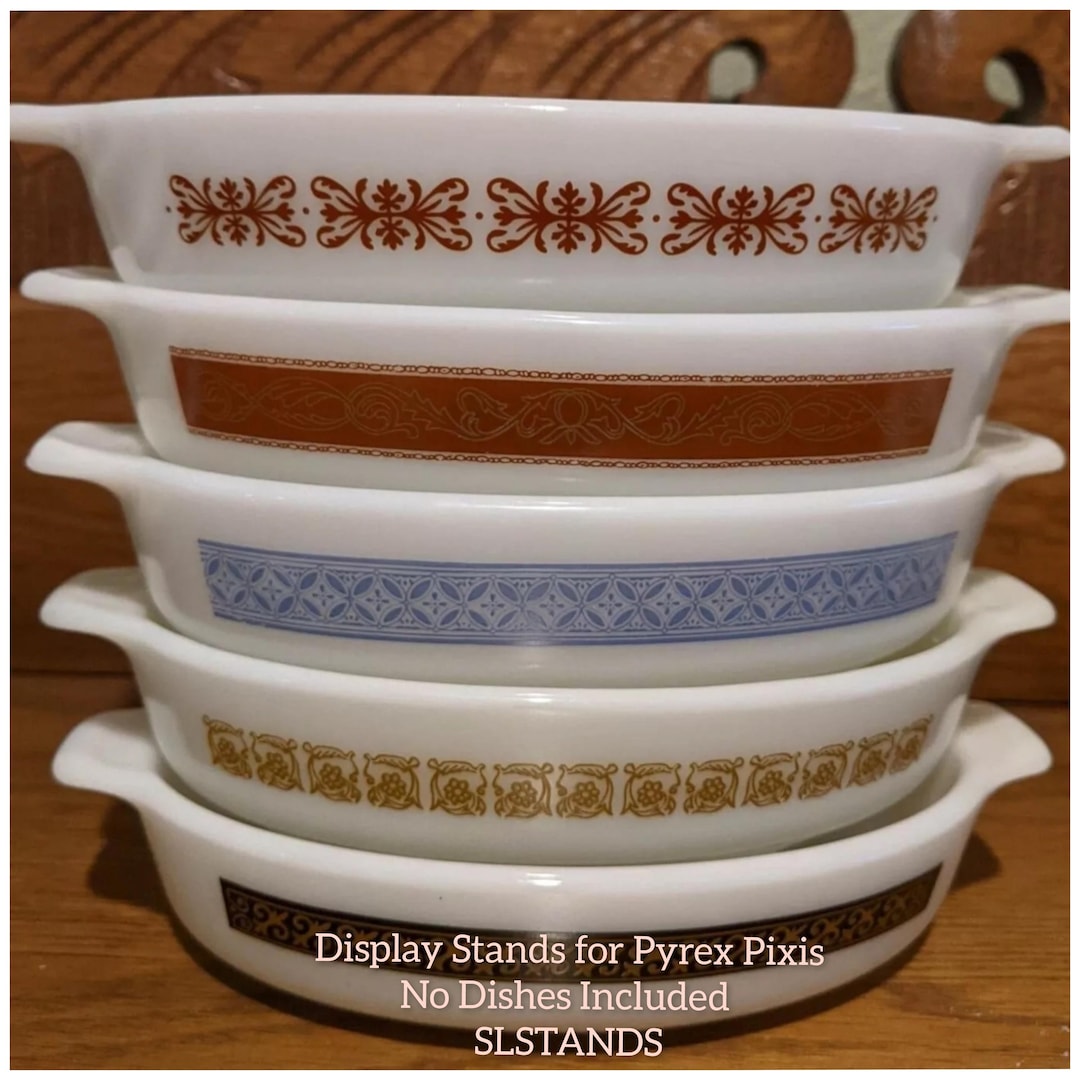✴︎デッドストック✴︎Old Pyrex ✴︎片手鍋✴︎オリジナル箱、カタログ、備品付 Patented Set of 3 ~ Pyrex 700 Au Gratin Pixie Dish Stands - Etsy