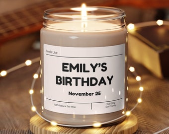 Personalized Birthday Candle Gift: Custom Scented Soy Candle