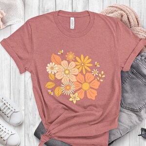 Vintage Floral Boho T-Shirt: Retro Flower Tee, Hippie Chic