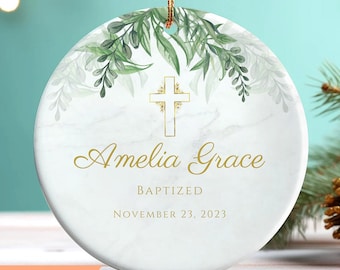 Personalized Baptism Ornament: Ceramic Christening Gift