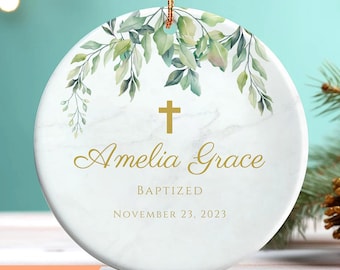 Personalized Baptism Ornament: Ceramic Christening Gift