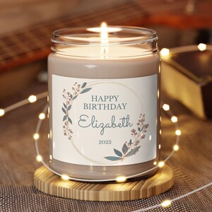 Personalized Birthday Scented Soy Candle: Custom Name Gift