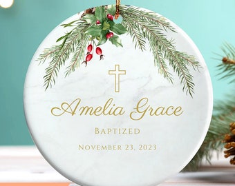 Personalized Baptism Ornament: Ceramic Christening Gift
