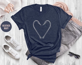 Fishing Heart T-Shirt: Angler Gift, Unisex Jersey Tee