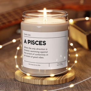 Pisces Candle Gift, Pisces Birthday Gift, Pisces Star Sign Candle, Zodiac Candle Gifts, Scented Soy Candle, Fun Pisces Candles Gift