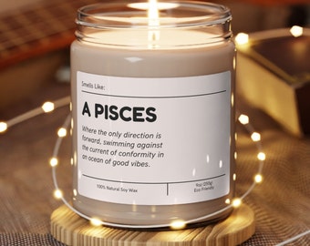 Pisces Zodiac Candle Gift: Scented Soy Candle