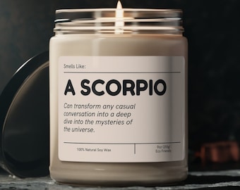 Funny Scorpio Zodiac Candle: Scented Soy Wax Birthday Gift