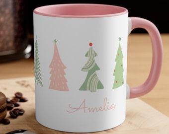 Custom Christmas Mug, Personalized Christmas Mug, Christmas Trees Mug, Christmas Coffee Cup, Christmas Tree Mug, Custom Xmas Mug