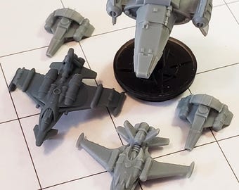 Banshee Set: starship miniatures for Eclipse Phase and other sci-fi RPGs or fleet battle games