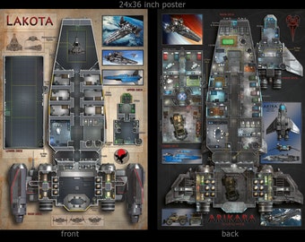 Lakota - courier: starship deckplans and poster map for Voidrunner and other sci-fi games