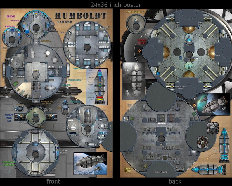 Spacemaster Rpg Map Humboldt - Tanker: Spaceship Poster Maps for Spacemaster and Other Sci ...