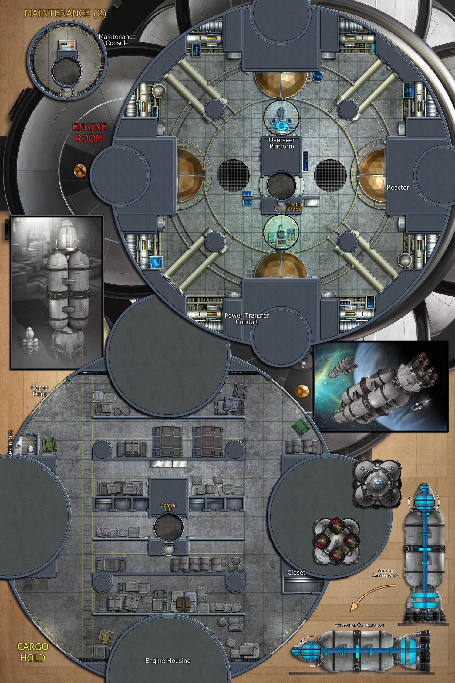 Spacemaster Rpg Map Humboldt - Tanker: Spaceship Poster Maps for Spacemaster and Other Sci ...