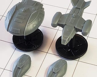 Valhalla, Pilgrim, & Fairlane 4000: starship miniatures for Voidrunner and other sci-fi RPGs or fleet battle games