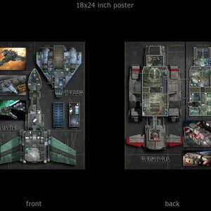 Jade, Remora, & CV225: starship poster maps. Deckplans for Starfinder, the Star Wars RPG, Traveler and other sci-fi games.