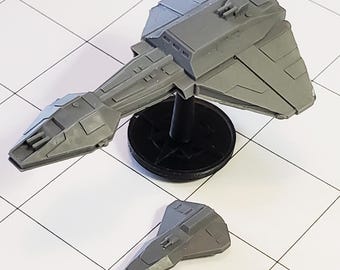 Panthari cruiser & Luna-class ship's boat: starship miniatures for Star Frontiers and other sci-fi RPGs