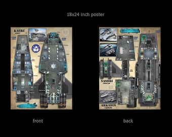Kaeru & Co.: half-size poster spaceship deckplans for Starfinder and other sci-fi games