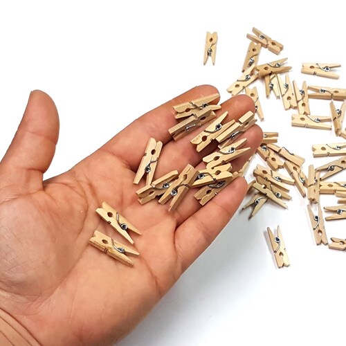 50 Mini Clothespins Natural Wood Rustic Wedding Decorations Etsy