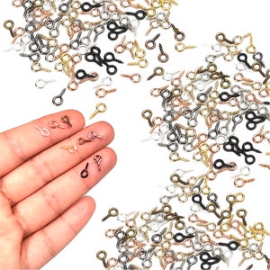  300pcs Screw Eye Pins Hooks, Small Metal Hoop Eye Pin Screws  for DIY Jewelry, Charm Bead Pieces/ Arts & Crafts Projects/ Cork Top Bottles/  Charm Bead Pieces( 10X5mm) : Arts, Crafts