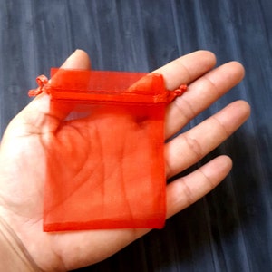 Red small organza bags with drawstrings, 2 inch organza favor bags, 3 inch sheer organza mini bags, Red organza bags for DIY favors