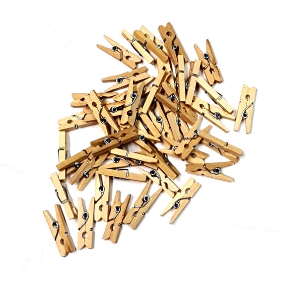 Small Mini Wooden Clothes Pins, Doll House Tiny Clothespins, Wood