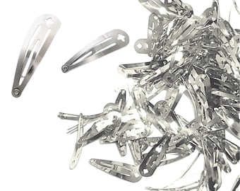 Clips de presión de metal plateado con orificio de 2 pulgadas y 1 pulgada, suministros de accesorios para el cabello, clips de metal de 1 "y 2" con orificio para manualidades de bricolaje