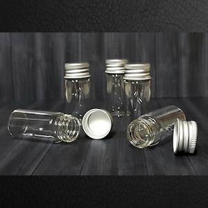 10ml glass jar with screw cap, Small glass bottle with aluminum lids, Storage glass container for beads and gemstones, Spice mini glass jar.