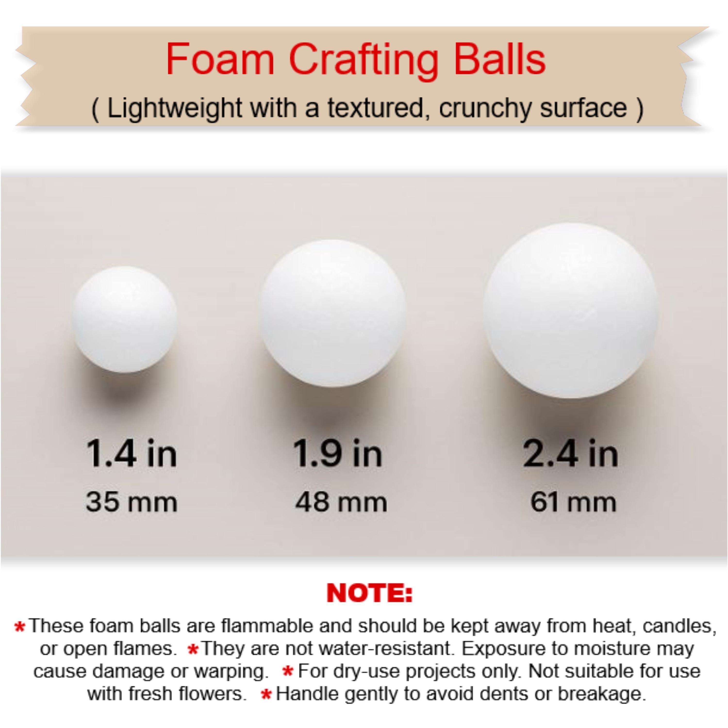 White Styrofoam Crafting Balls 1.5in, 2in, 2.5in Textured Foam Balls ...