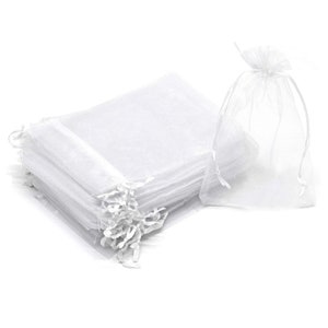 White organza mini bags white sheer party favor bags, white small organza candy pouches white wedding favor bags