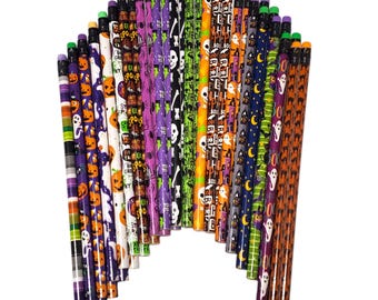 Halloween Pencils, Ghost & Pumpkin pencils, Halloween Craft Supplies, Trick or Treat Bag Fillers, Classroom Rewards, Halloween Party Favors