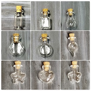 Mini glass shape bottles for diy jewelry glass bottle charm pendants with cork, Small glass bottle shape tiny glass bottle with cork stopper