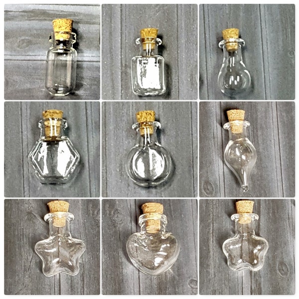 Mini glass shape bottles for diy jewelry glass bottle charm pendants with cork, Small glass bottle shape tiny glass bottle with cork stopper