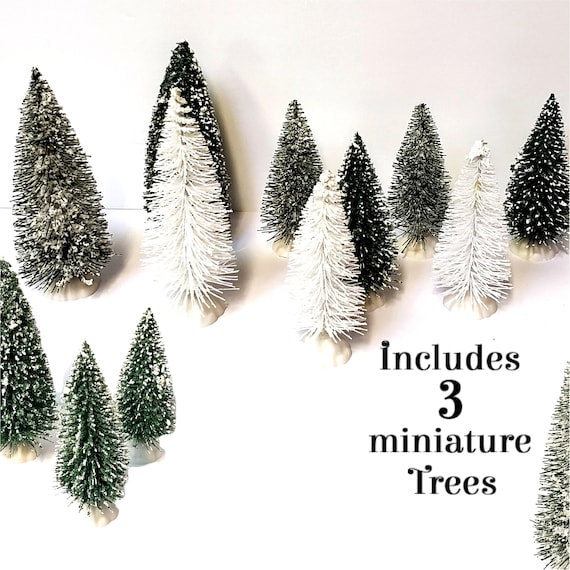 Snowcapped Mini Pine Trees Train Set Winterization Christmas Miniature  Trees Landscape, Pine Trees for Dollhouse Winter Scenes, Set of 3 