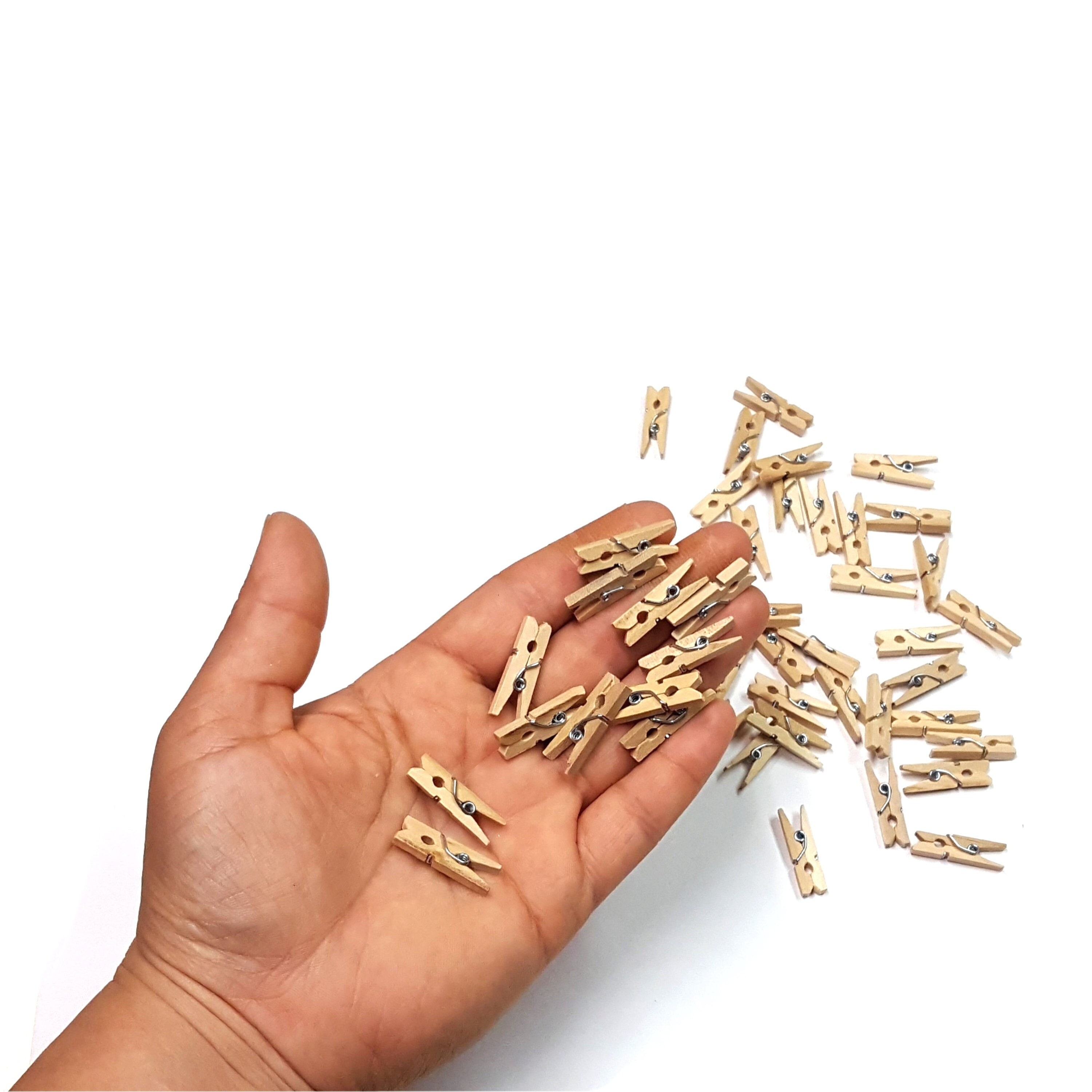 100x Small Clothespins in Wood