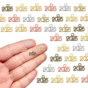 Year 2025 Charms 9x13mm Pendants For Handmade Jewelry Making, 2025 Alloy Metal Pendants for DIY crafts and Accessories.
