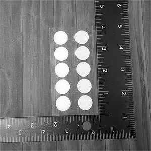 Hook and loop self-adhesive dot fasteners, square hook-and-pile fasteners stick-on touch fasteners, Quiet closures hook & loop adhesive squares